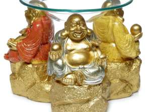 Glad glittrande kinesisk skrattande Buddha doftlampa för olja &; vax