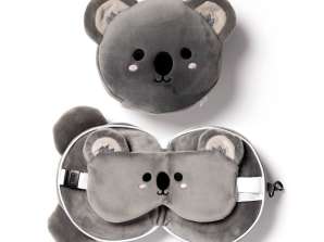 Relaxeazzz Pluszowa poduszka podróżna i maska na oczy Koala Bear