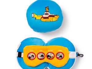 Relaxeazzz Pluszowa żółta łódź podwodna Poduszka podróżna i maska na oczy