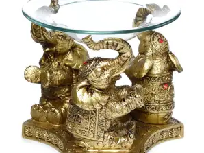 Lucky Elephant Golden Fragrance Lamp for Wax and Oil