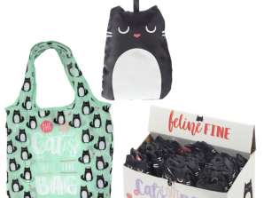 Vikbar tygväska Feline Fin kattdesign per styck