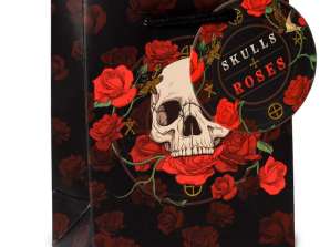 Skulls & Roses Skull Red Roses Gift Bag S per piece