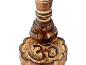 Symbol Om rzeźbiony palnik kadzidła z drewna mango refluksowego na sztukę