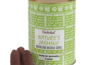 Goloka Backflow Reflux Nature's Jasmine Incense Cone per package