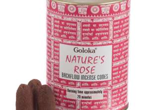 Goloka Reflux Reflux Rose de la Nature Encens Cône par paquet