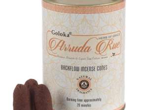 Goloka Backflow Reflux Arruda Rue Incense Cone per package