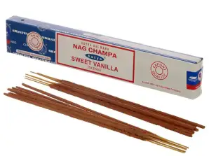 01337 Satya Nag Champa &; Sweet Vanilla Incense Sticks per pakke