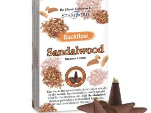 37430 Stamford Backflow Reflux Incense Cone Sandalwood por paquete