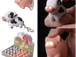 Farm Cow &; Piggy LED met Sound Keychain per stuk