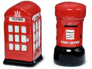 Ceramică Londra Salt &; Pepper Shaker Set scrisoare și cutie telefonică