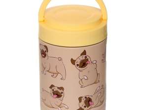 Dweilen van de Pug Dog Thermo Food Jar / Snack Pot 500ml