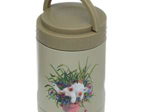 Kim Haskins Cat in a Flowerpot Thermo Jar / Snack Pot 500ml