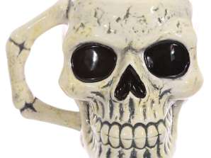 Antigua copa en forma de cráneo en forma de cráneo hecha de cerámica dolomita