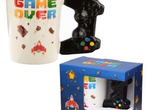 Game Over with Controller & Pixel Image Shaped Handle Mug