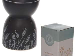 Ceramic Fragrance Lamp Grass Design Black