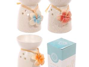 Ceramic Fragrance Lamp with Flower Cream Spotted