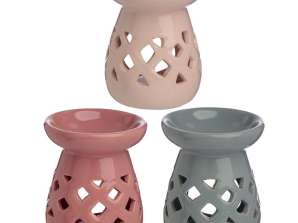 Pastel Shade Grid Ceramic Fragrance Lamp for Oil and Wax
