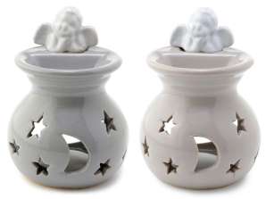 Eden Moon and Stars Cherub Ceramic Fragrance Lamp for Oil and Wax