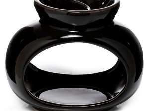 Eden svart ovalformad doftlampa med dubbla skal för vax och olja