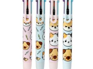 Adoramals Haustiere mehrfarbiger Kugelschreiber  6 Farben   pro Stück