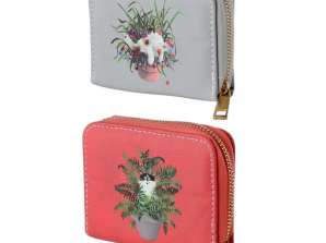 Kim Haskins cats in flower pot wallet with zipper small per piece
