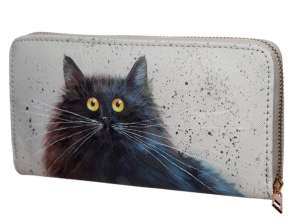 Kim Haskins cat wallet with zipper large