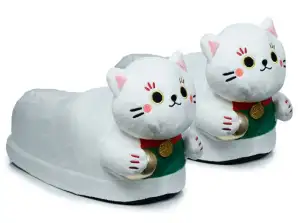 Maneki Neko Lucky Cat Pantoufles taille unique