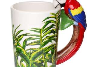 Papagei Tschungel geformter Henkel Tasse
