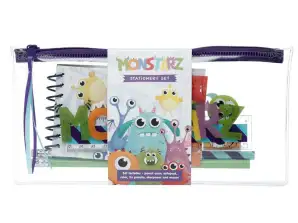 Monstarz Monster 7 Piece Clear Pencil Case Stationery Set