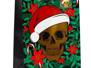 Christmas Skull Metallic Gift Bag L per piece