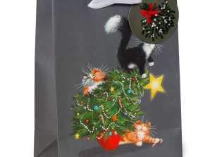Christmas Kim Haskins Cats juletre gavepose M per stk