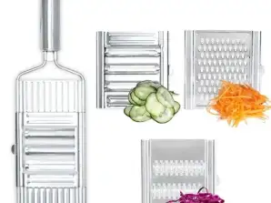 Stainless steel vegetable grater and slicer with with 4 different blades;  Multipurpose Mandolin Slicer