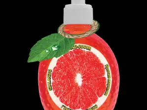 Grapefruit creamy liquid soap 375 ml for skin care in a designer bottle.