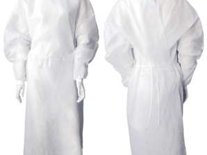 Balts vienreizējās lietošanas ķirurģiskais halāta kokvilnas rokturis / Viens izmērs der visiem