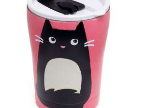 Feline Fine Cat Herbruikbare Roestvrij Staal Thermo Mok voor Eten & Drinken 300ml