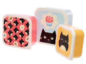Kedi İnce Kedi Öğle Yemeği Kutuları Öğle Yemeği Kutuları 3 M / L / XL Seti