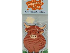 Highland Coo Cow Car Air Freshener Feuilles d’automne par pièce