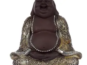 Braun und Silber Chinesischer Lachender Buddha Sitzend