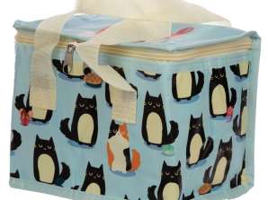 Feline Fine Cat Design Tecido Cooler Bag Lunch Box