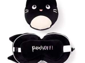 Relaxeazzz Plush Feline Fine Cat Travel Pillow & Eye Mask