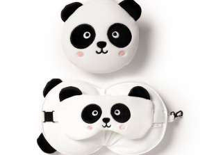 Relaxeazzz plyšový Panda cestovní polštář a oční maska