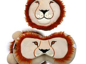 Relaxeazzz plīša lauvas ceļojumu spilvens un acu maska