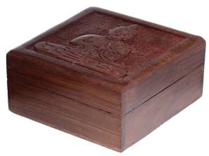Sheesham Wood Carved Thai Buddha Jewelry Box