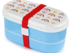 Regenbogen gestapelte Bento Box Lunchbox mit Gabel & Löffel