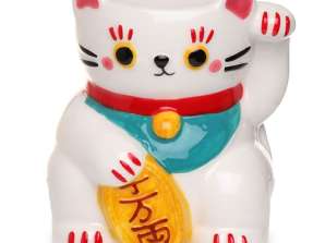 Maneki Neko λευκό φωτιστικό αρώματος τυχερής γάτας από κεραμικό