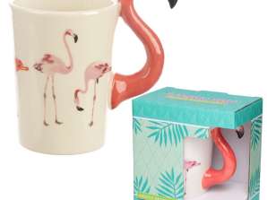 Flamingo shaped handle mug