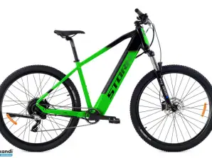 Horský bicykel pre mužov a chlapcov Elektrický STORM Taurus 1.0 E-MTB zeleno-čierny rám 17 palcové koleso 29 palcov