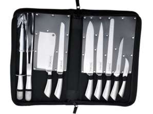 Royalty Line RL K10HL: 10 Pieces Stainless Steel Knife Set with Carrying Case