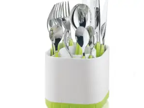 Compact cutlery rack Fill and Drain 13x13xh12.4 cm in Polypropylene, Apple Green Color