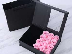 Рожевий набір мила у формі троянди з 12 упаковок: кустарна розкіш в елегантній презентації подарунка